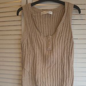 Women's Tan V-Neck Sweater Vest